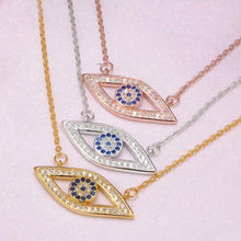 Load image into Gallery viewer, Stone Studded Eye Shaped Evil Eye Silver Necklaces - NecklaceSilver
