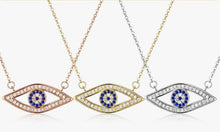 Load image into Gallery viewer, Stone Studded Eye Shaped Evil Eye Silver Necklaces - NecklaceSilver
