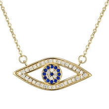 Load image into Gallery viewer, Stone Studded Eye Shaped Evil Eye Silver Necklaces - NecklaceGold
