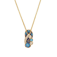Load image into Gallery viewer, Studded Blue Slippers Shaped Evil Eye Pendant Necklace - Jewellery
