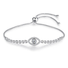 Load image into Gallery viewer, Transparent Stone Eye Shaped Evil Eye Silver Bracelets - BraceletSilver
