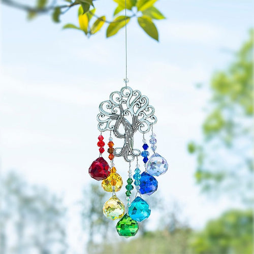 Tree of Life Wall Hanging with Multicolor Suncatcher Crystals - Wall HangingStyle 1