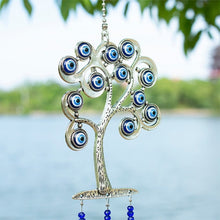 Load image into Gallery viewer, Tree of Life with Evil Eyes Wall Hanging with Suncatcher Crystals - Wall Hanging
