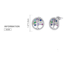 Load image into Gallery viewer, Tree of Life with Multicolor Stones Silver Earrings - Earrings
