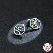 Load image into Gallery viewer, Tree of Life with Multicolor Stones Silver Earrings - Earrings
