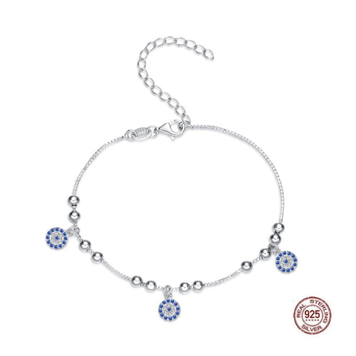 Triple Drop Evil Eye Silver Bracelet - Bracelet