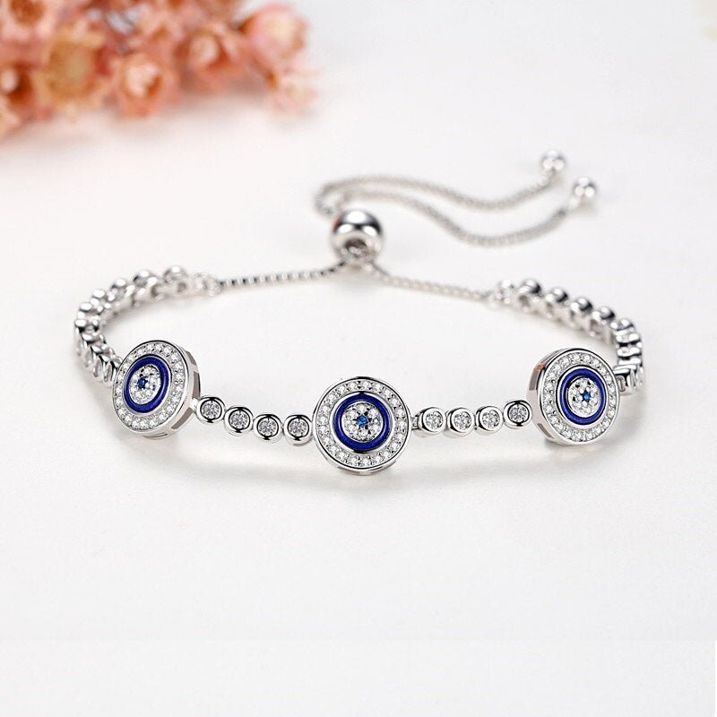 Evil eye slider top bracelet