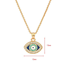 Load image into Gallery viewer, Turquoise and Dark Blue Eye Shaped Evil Eye Pendant Necklace - Jewellery
