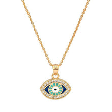 Load image into Gallery viewer, Turquoise and Dark Blue Eye Shaped Evil Eye Pendant Necklace - Jewellery
