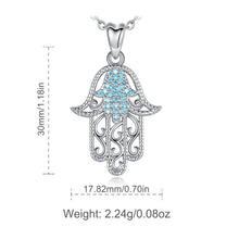 Load image into Gallery viewer, Turquoise and Silver Dual Hamsa Hand Silver Pendant and Necklace - NecklaceWith 20&quot; Chain
