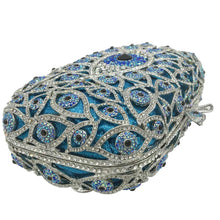 Load image into Gallery viewer, Turquoise and White Stone Studded Evil Eye Clutch - Blue - Handbag
