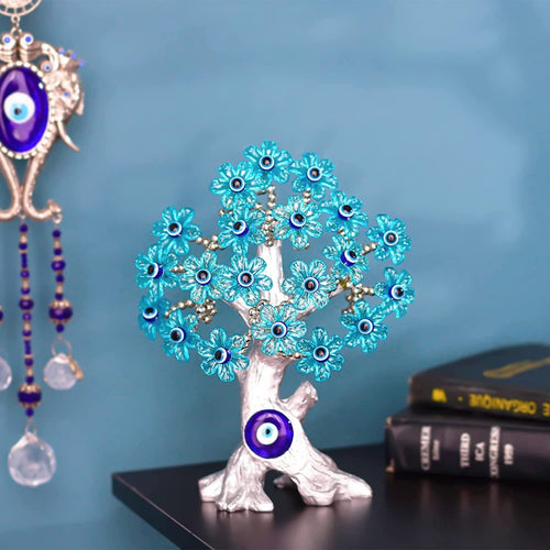 Turquoise Leaf Blue Evil Eye Tree Desktop Ornament - Ornament