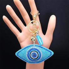 Load image into Gallery viewer, Turquoise Stone Evil Eye Keychains - KeychainEye Shaped Turquoise Evil Eye
