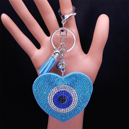 Turquoise Stone Evil Eye Keychains - KeychainHeart Shaped Turquoise Evil Eye