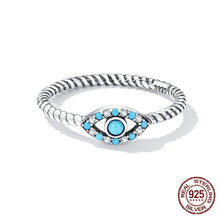 Load image into Gallery viewer, Turquoise Stone Studded Evil Eye Ring - RingTurquoise6

