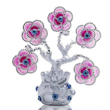 Load image into Gallery viewer, Violet Flowers with Evil Eyes in Feng Shui Money Bag Desktop Ornament - Ornament
