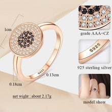 Load image into Gallery viewer, White and Black Stone Cluster Evil Eye Silver Ring - Ring7Rose Gold
