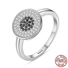 Load image into Gallery viewer, White and Black Stone Cluster Evil Eye Silver Ring - Ring7Silver
