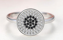 Load image into Gallery viewer, White and Black Stone Cluster Evil Eye Silver Ring - Ring6Silver
