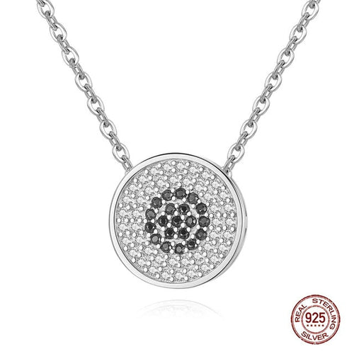 White and Black Stone Evil Eye Silver Cluster Necklaces - NecklaceSilver