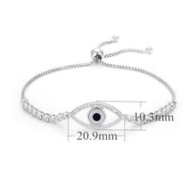 Load image into Gallery viewer, White and Black Stone Eye Shaped Evil Eye Silver Bracelet - Bracelet
