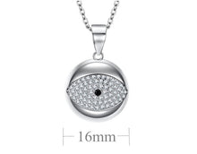 Load image into Gallery viewer, White and Black Stone Eye-Shaped Evil Eye Silver Necklace - Necklace
