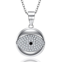 Load image into Gallery viewer, White and Black Stone Eye-Shaped Evil Eye Silver Necklace - Necklace
