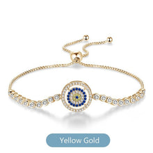 Load image into Gallery viewer, White and Blue Stone Evil Eye Silver Bracelets - BraceletGold
