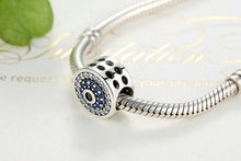 Load image into Gallery viewer, White and Blue Stone Evil Eye Silver Charm Bead - Charm Bead
