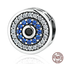 Load image into Gallery viewer, White and Blue Stone Evil Eye Silver Charm Bead - Charm Bead

