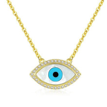 Load image into Gallery viewer, White and Blue Stones Evil Eye Silver Necklaces - NecklaceGold
