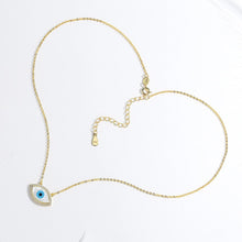 Load image into Gallery viewer, White and Blue Stones Evil Eye Silver Necklaces - NecklaceGold
