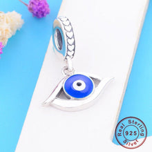 Load image into Gallery viewer, White and Dark Blue Enamel Evil Eye Silver Necklace - Necklace
