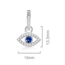 Load image into Gallery viewer, White and Single Blue Stone Evil Eye Silver Drop Earrings - EarringsRose Gold
