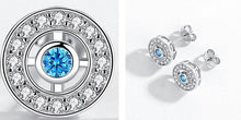 Load image into Gallery viewer, White and Single Blue Stone Evil Eye Silver Earrings - Earrings
