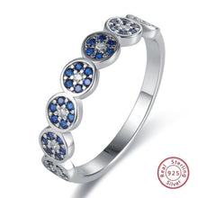 Load image into Gallery viewer, White and White Stone Evil Eye Silver Band Ring - Ring8
