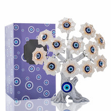 Load image into Gallery viewer, White Flower Evil Eyes on Feng Shui Tree of Life Evil Eye Desktop Ornament - Ornament
