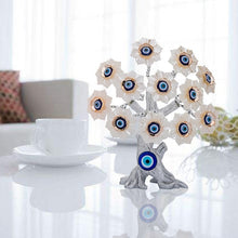 Load image into Gallery viewer, White Flower Evil Eyes on Feng Shui Tree of Life Evil Eye Desktop Ornament - Ornament
