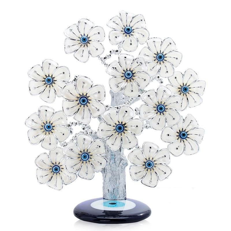 White Flowers Themed Evil Eye Desktop Ornament - Ornament