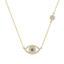 Load image into Gallery viewer, White Stone Dual Evil Eye Silver Necklaces - NecklaceGold

