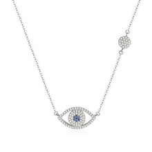 Load image into Gallery viewer, White Stone Dual Evil Eye Silver Necklaces - NecklaceSilver
