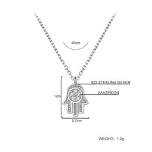 Load image into Gallery viewer, White Stone Hamsa Hand Silver Necklace - Necklace
