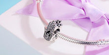 Load image into Gallery viewer, White Stone Heart Design Hamsa Hand Silver Charm Bead - Charm Bead
