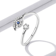 Load image into Gallery viewer, White Stone Studded Eye Shaped Evil Eye Ring - Ring

