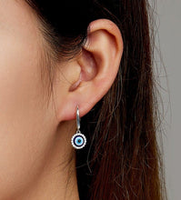 Load image into Gallery viewer, White Stone Studded Greek Blue Evil Eye Earrings - Earrings
