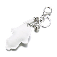 Load image into Gallery viewer, White Stone Studded Hamsa Hand with Blue Evil Eye Keychain - Keychain
