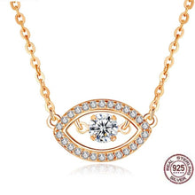 Load image into Gallery viewer, White Stone Studded Rose Gold Colored Evil Eye Silver Necklace - Necklace
