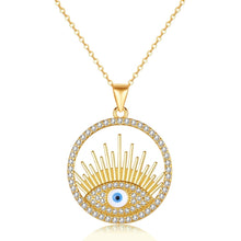 Load image into Gallery viewer, White Stone Studded White Evil Eye Silver Necklace - NecklaceGold18&quot; inches or 45 cm

