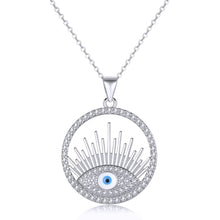 Load image into Gallery viewer, White Stone Studded White Evil Eye Silver Necklace - NecklaceSilver18&quot; inches or 45 cm
