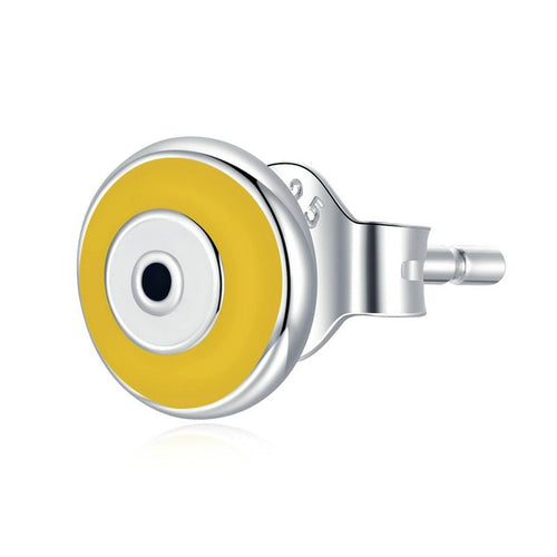 Yellow Evil Eye Earrings (925 Sterling Silver - Stud Earrings) - EarringsYellow